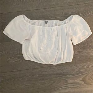 White Mesh See-through Scrunched Crop Top